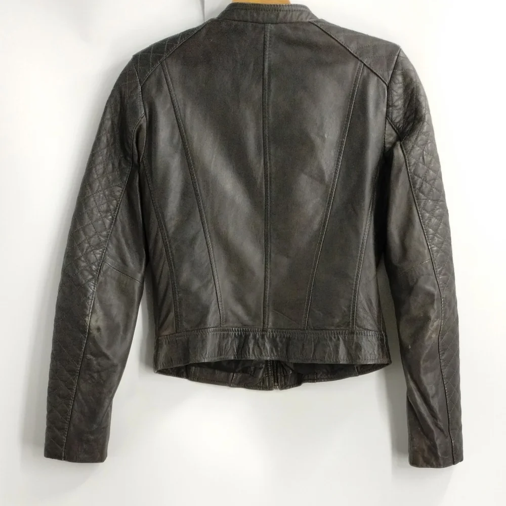 Marc New York Slate Gray‎ Leather Moto Jacket